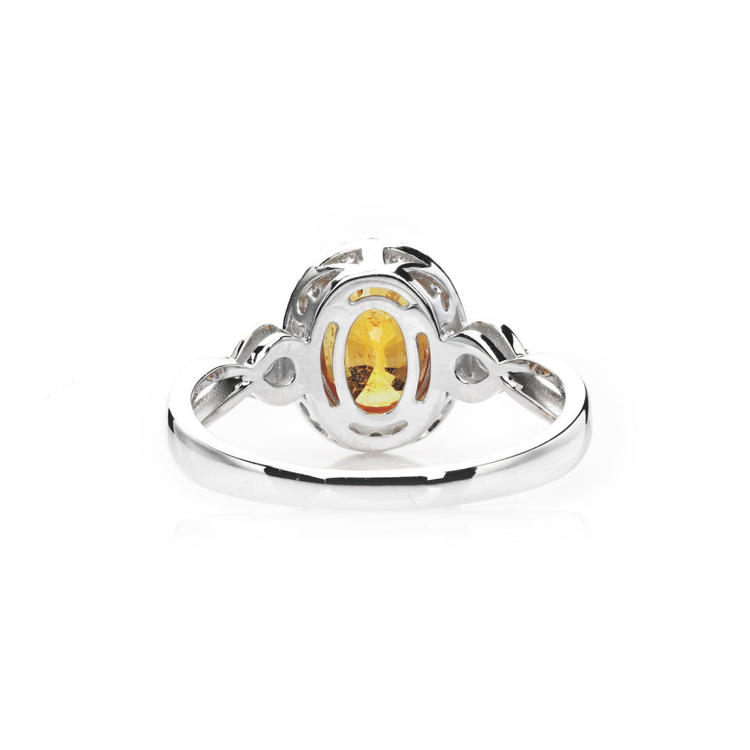 2.4 Cts Spessartite and White Diamond Ring in 14K Two Tone