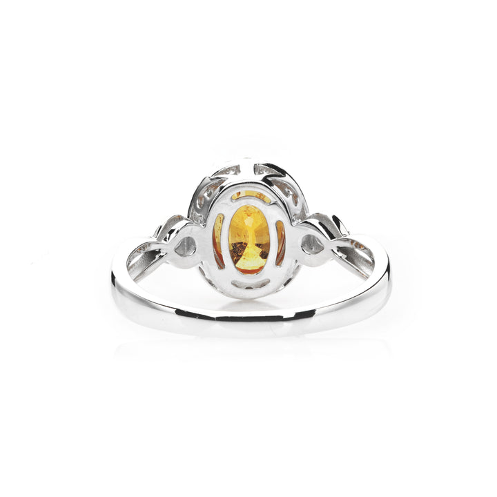 2.4 Cts Spessartite and White Diamond Ring in 14K Two Tone