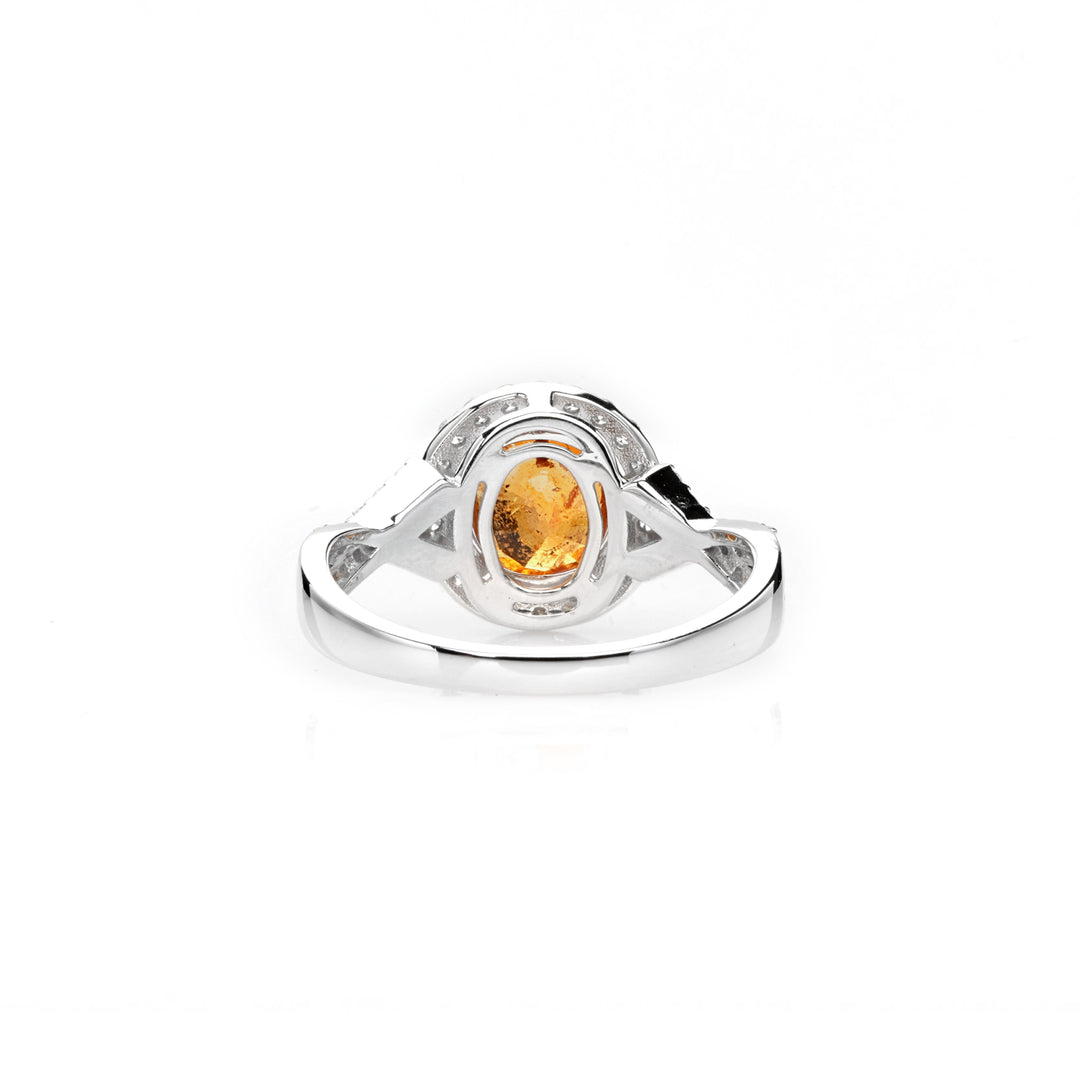 2.25 Cts Spessartite and White Diamond Ring in 14K Two Tone