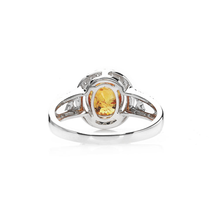 2.39 Cts Spessartite and White Diamond Ring in 14K Two Tone