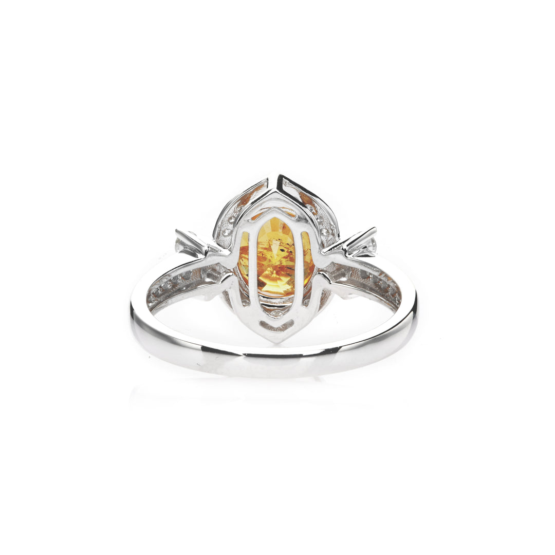 2.7 Cts Spessartite and White Diamond Ring in 14K Two Tone