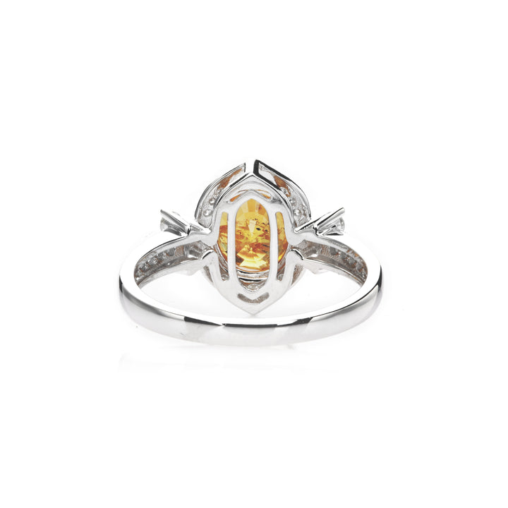 2.7 Cts Spessartite and White Diamond Ring in 14K Two Tone