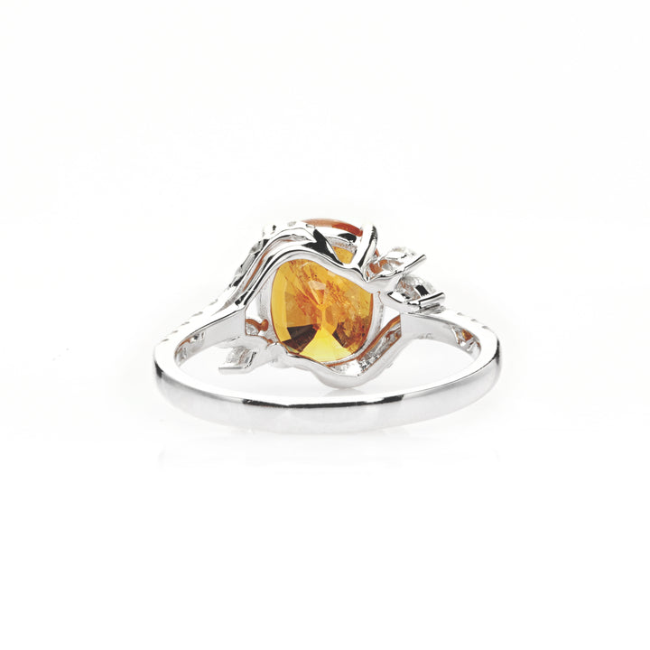3.9 Cts Spessartite and White Diamond Ring in 14K Two Tone