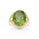 14.15 Cts Peridot and White Diamond Ring in 14K Yellow Gold