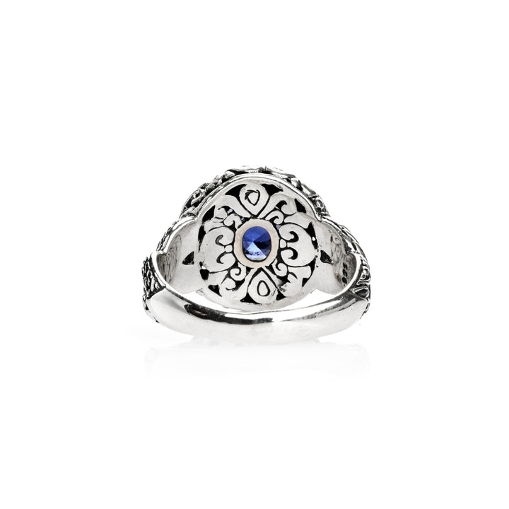 1.00 Cts Mystic Quartz Solitaire Ring in Oxidized 925 Silver