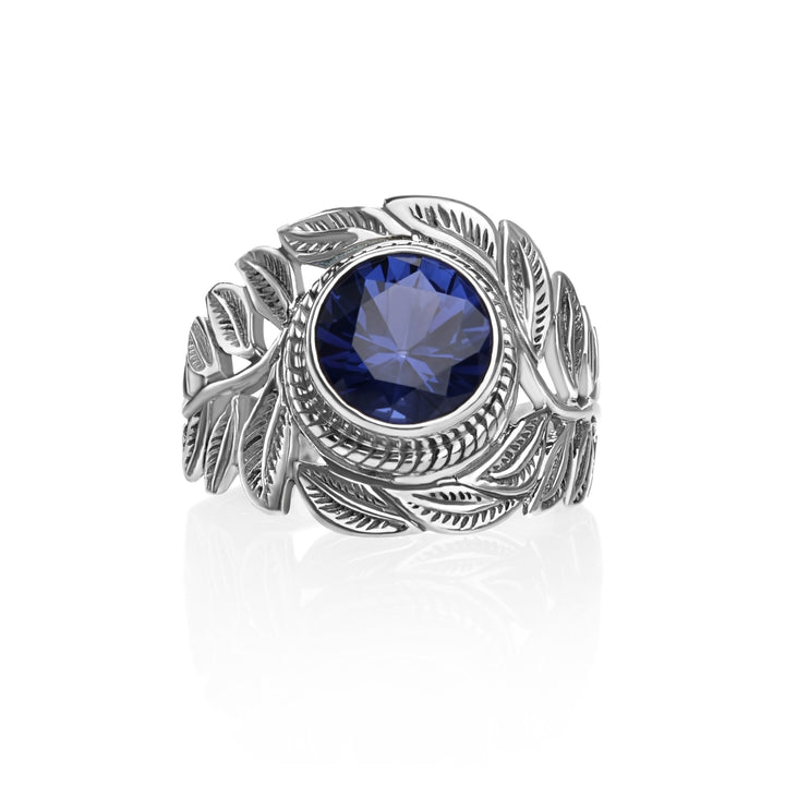 1.00 Cts Mystic Quartz Solitaire Ring in Oxidized 925 Silver