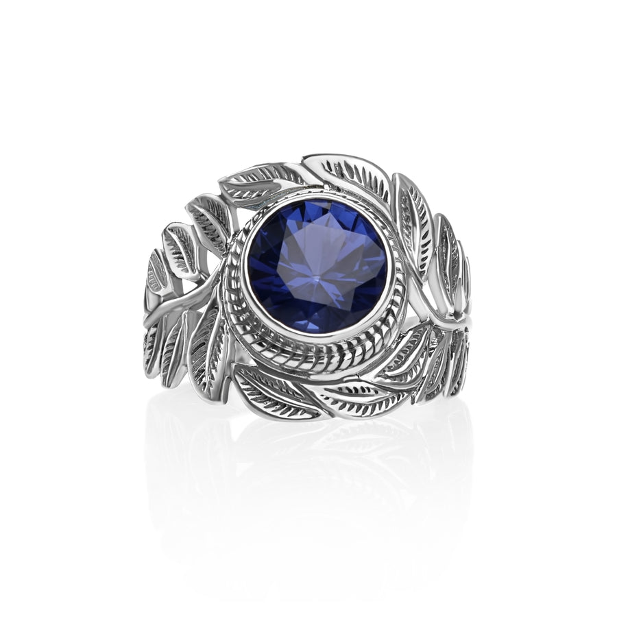 1.00 Cts Mystic Quartz Solitaire Ring in Oxidized 925 Silver