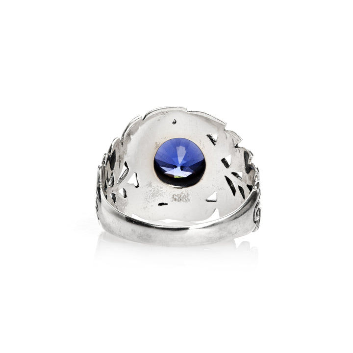 1.00 Cts Mystic Quartz Solitaire Ring in Oxidized 925 Silver