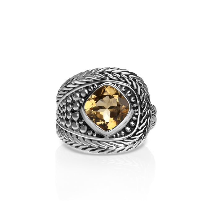 0.60 Cts Citrine Statement Ring in Oxidized 925 Silver