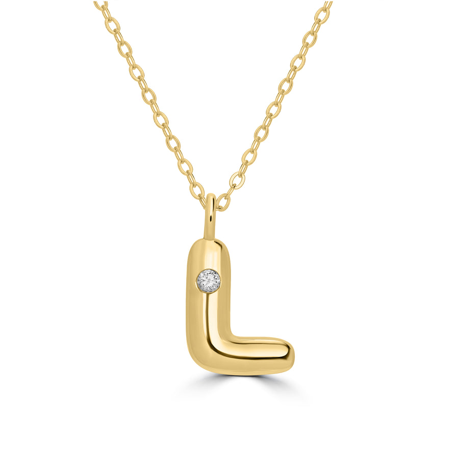 Alphabet 'L' Pendant with White Zircon in 925 Silver