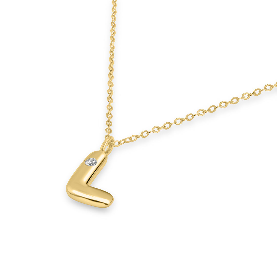 Alphabet 'L' Pendant with White Zircon in 925 Silver