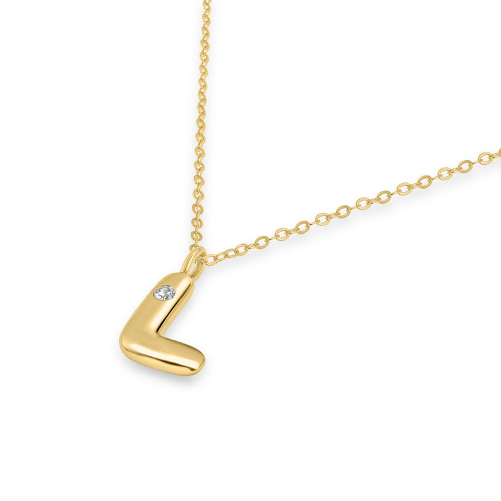 Alphabet 'L' Pendant with White Zircon in 925 Silver