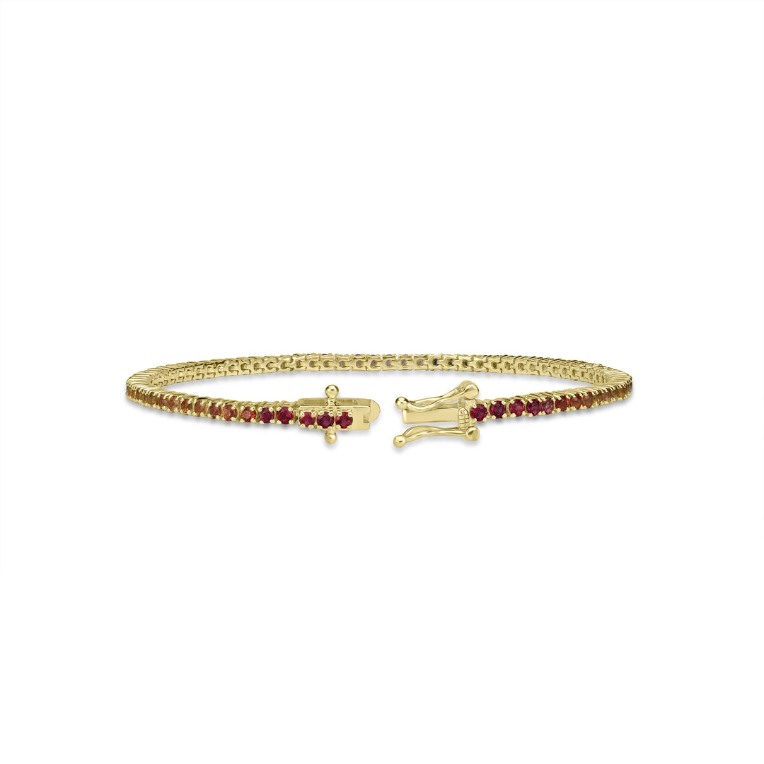 3.37 Cts Multi Sapphire Bracelet in 14K Yellow Gold