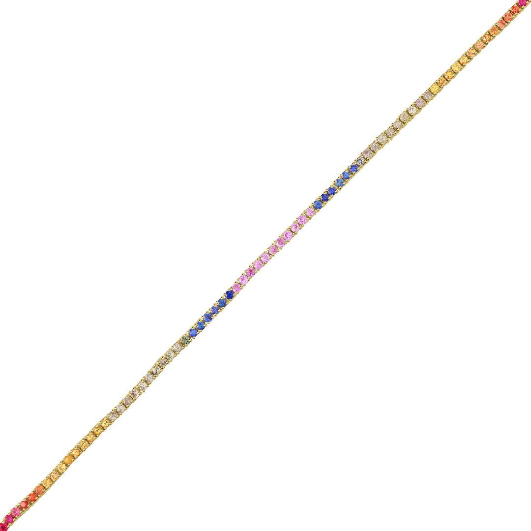 3.37 Cts Multi Sapphire Bracelet in 14K Yellow Gold