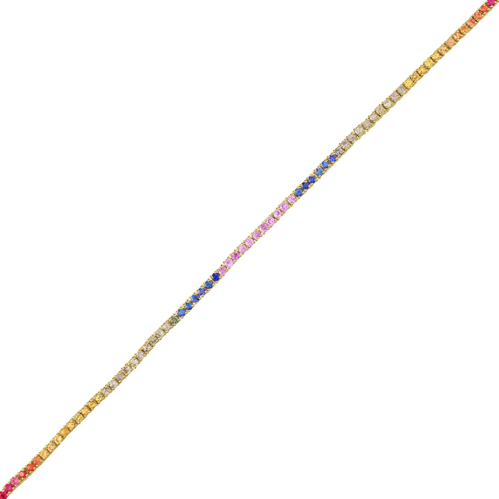 3.37 Cts Multi Sapphire Bracelet in 14K Yellow Gold