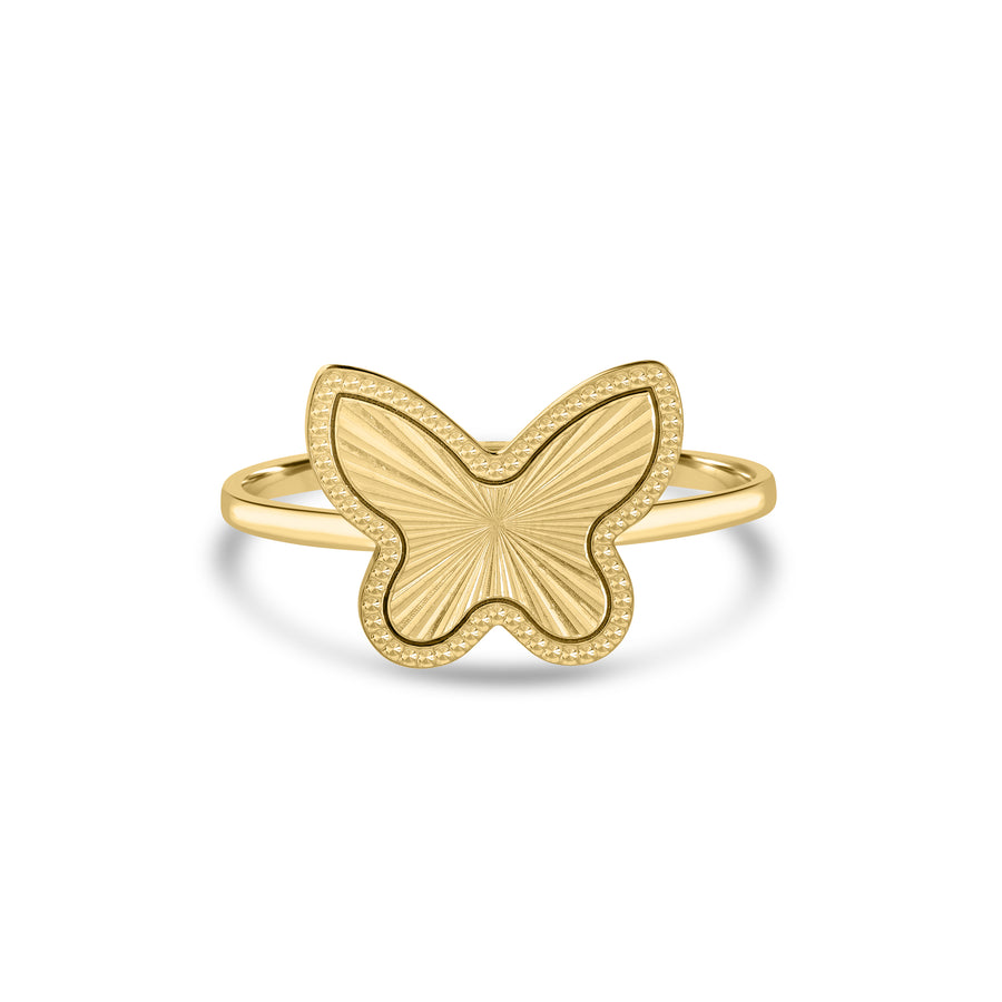 Yellow Gold Plated Butterfly Ring in 925 Sterling Silver