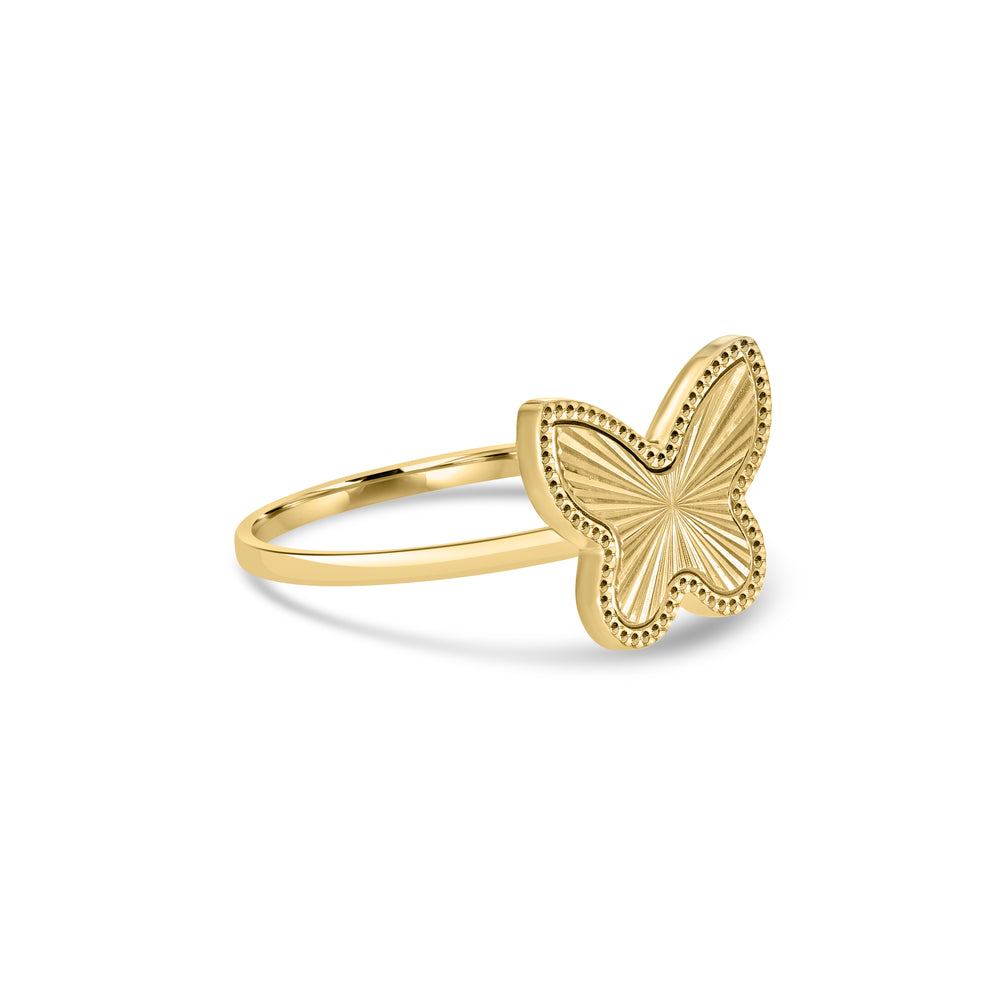 Yellow Gold Plated Butterfly Ring in 925 Sterling Silver