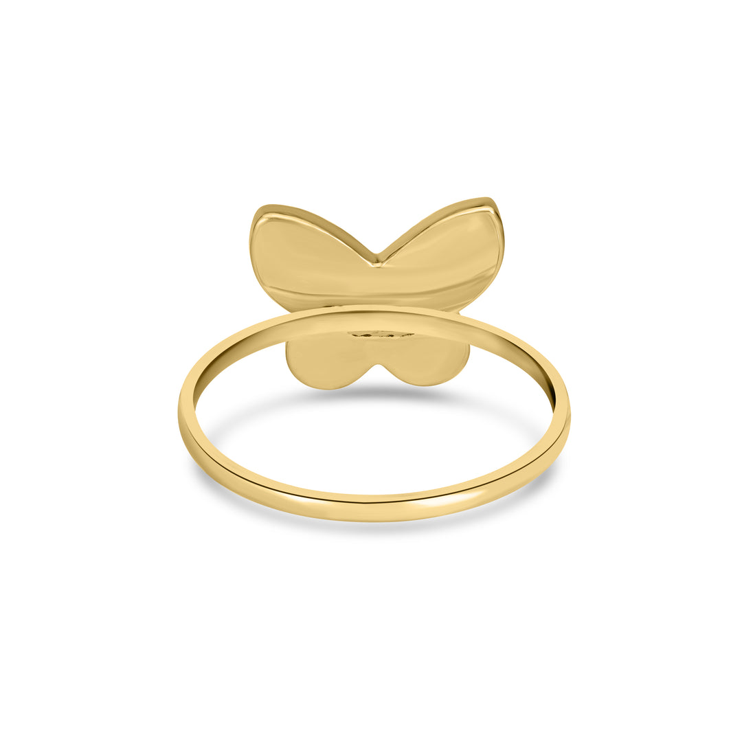 Yellow Gold Plated Butterfly Ring in 925 Sterling Silver