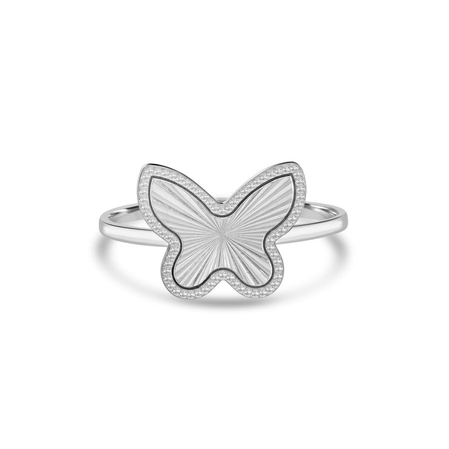 White Rhodium Plated ButterFly Ring in 925 Sterling Silver