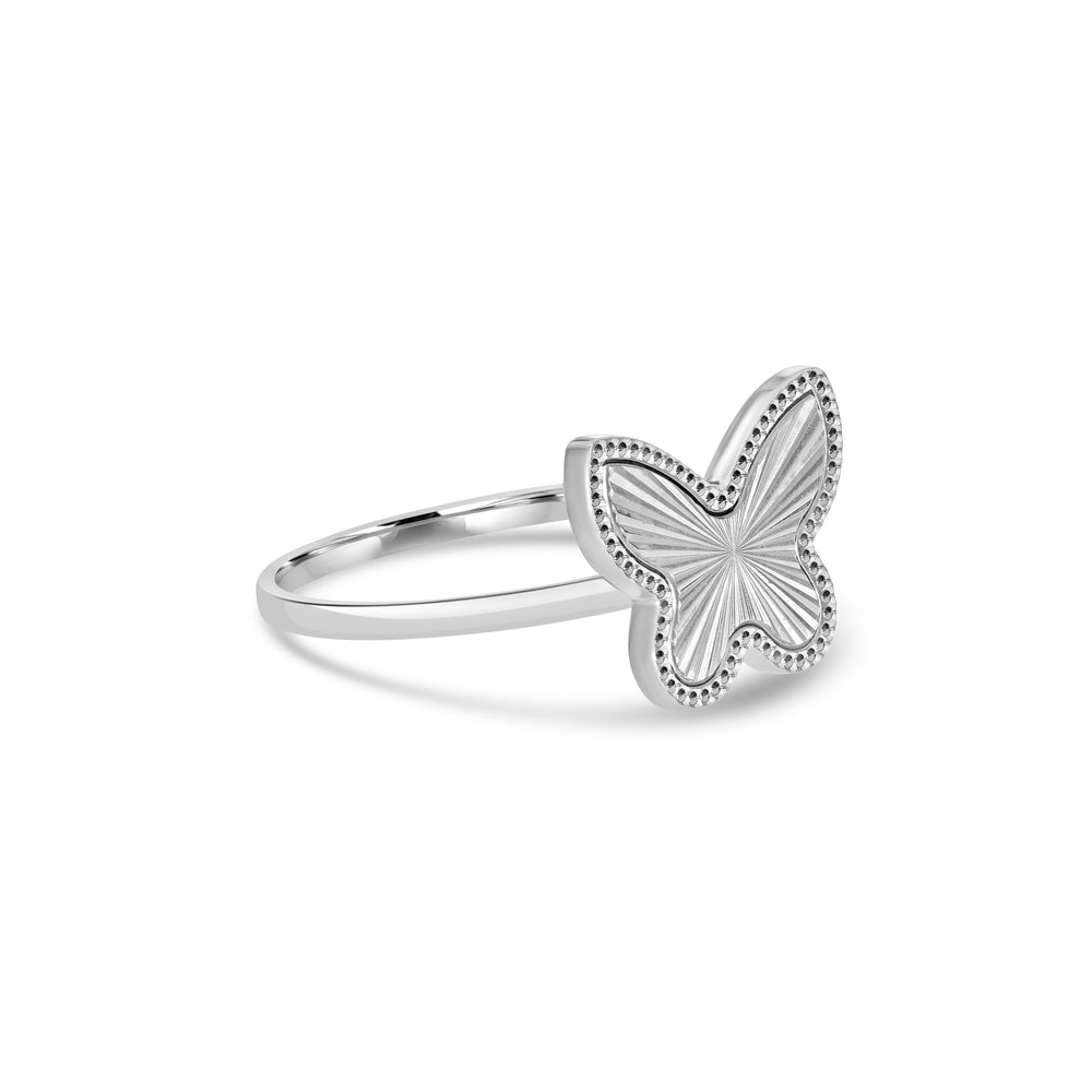 White Rhodium Plated ButterFly Ring in 925 Sterling Silver