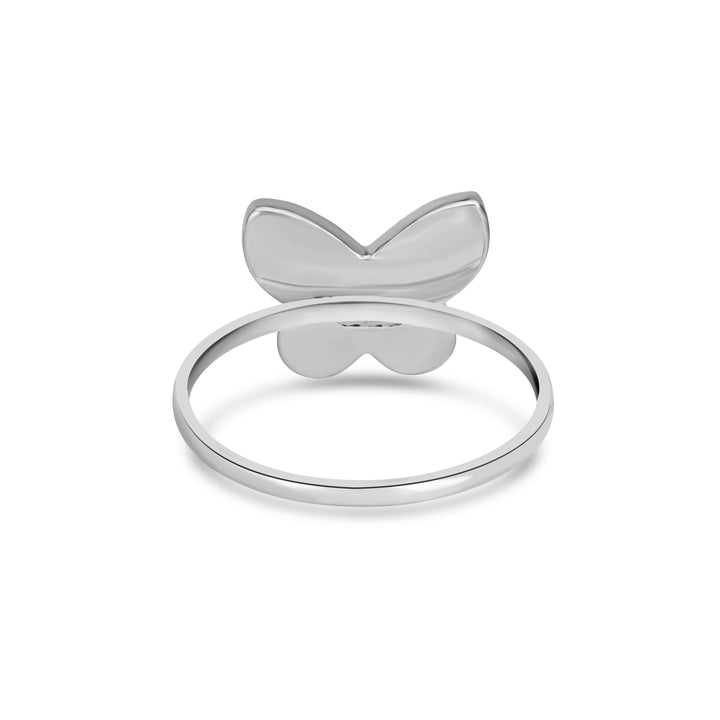 White Rhodium Plated ButterFly Ring in 925 Sterling Silver