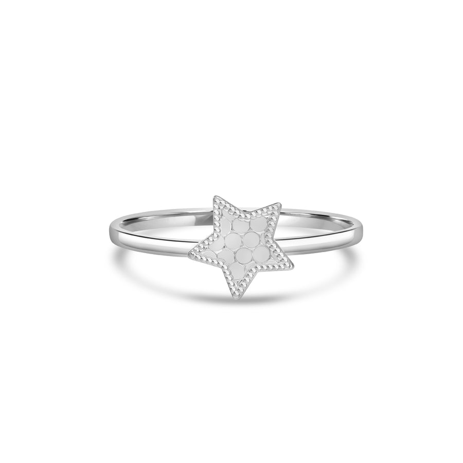 White Rhodium Plated Star Ring in 925 Sterling Silver