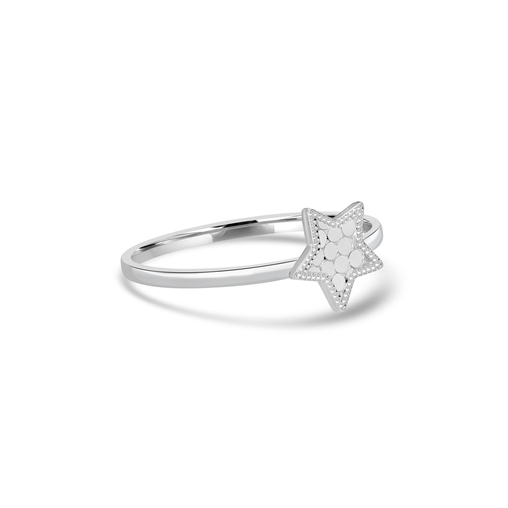 White Rhodium Plated Star Ring in 925 Sterling Silver