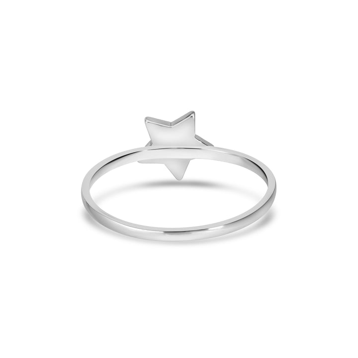 White Rhodium Plated Star Ring in 925 Sterling Silver