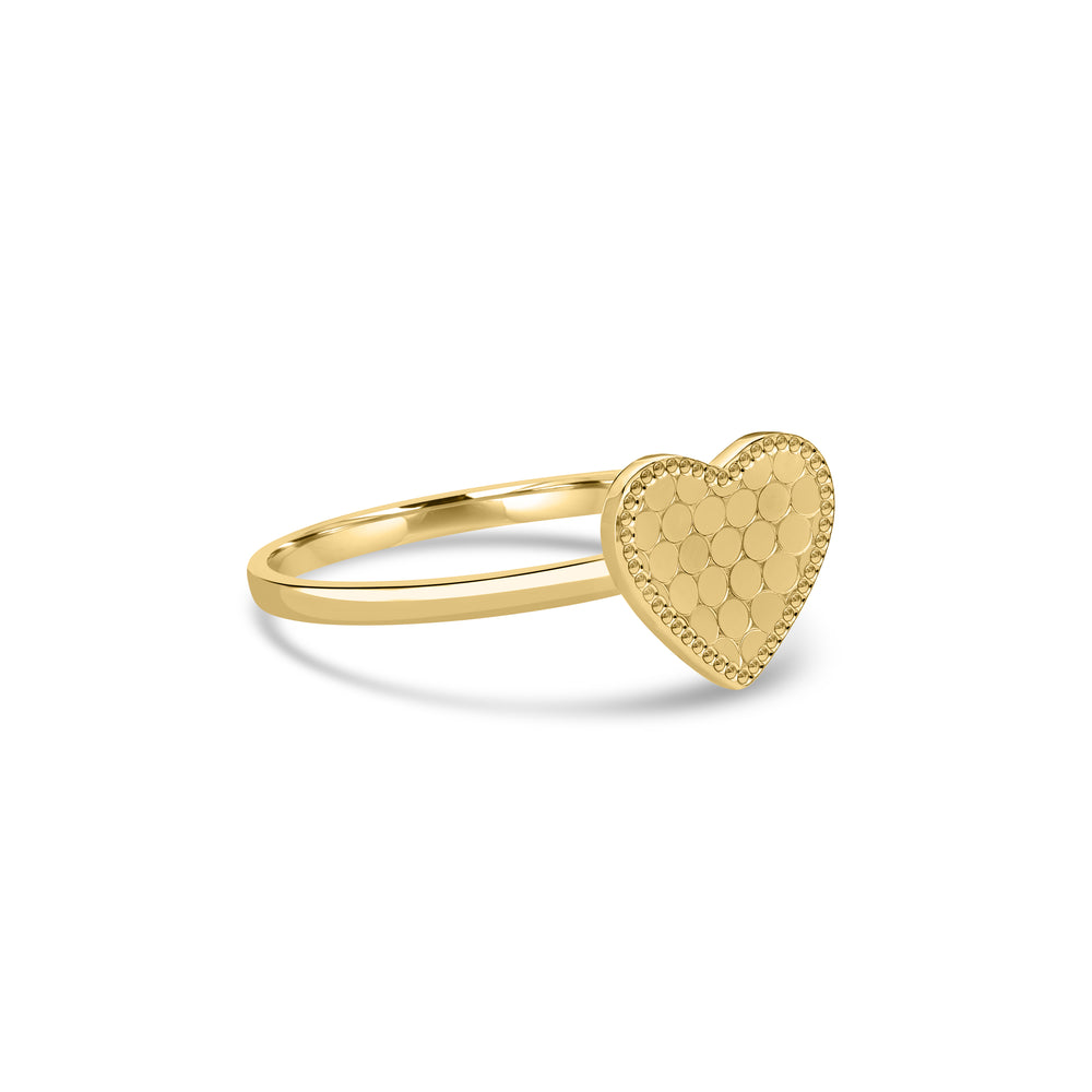 Yellow Gold Plated Heart Ring in 925 Sterling Silver