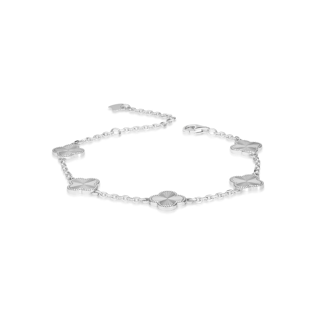 White Rhodium Plated CLOVER Bracelet in 925 Sterling Silver