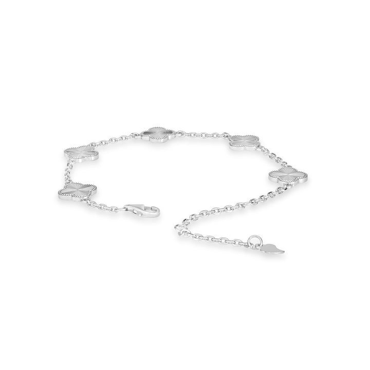 White Rhodium Plated CLOVER Bracelet in 925 Sterling Silver