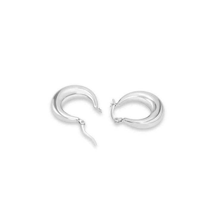 White Rhodium Plated Chunky Hoop Earring in 925 Silver