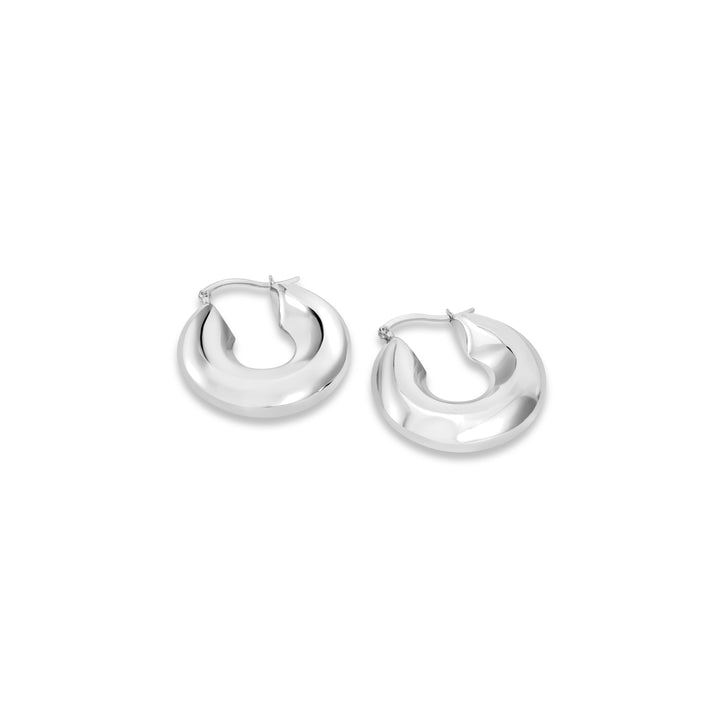 White Rhodium Plated Tube Hoop Earring in 925 Silver