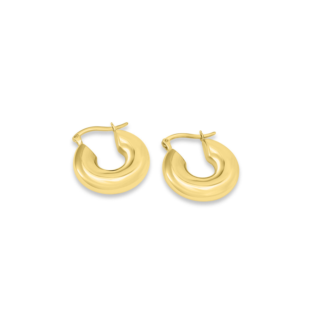 Yellow Gold Plated Tube Hoop Earring in 925 Sterling Silver