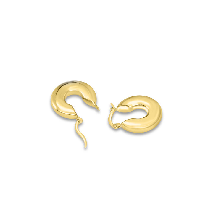 Yellow Gold Plated Tube Hoop Earring in 925 Sterling Silver