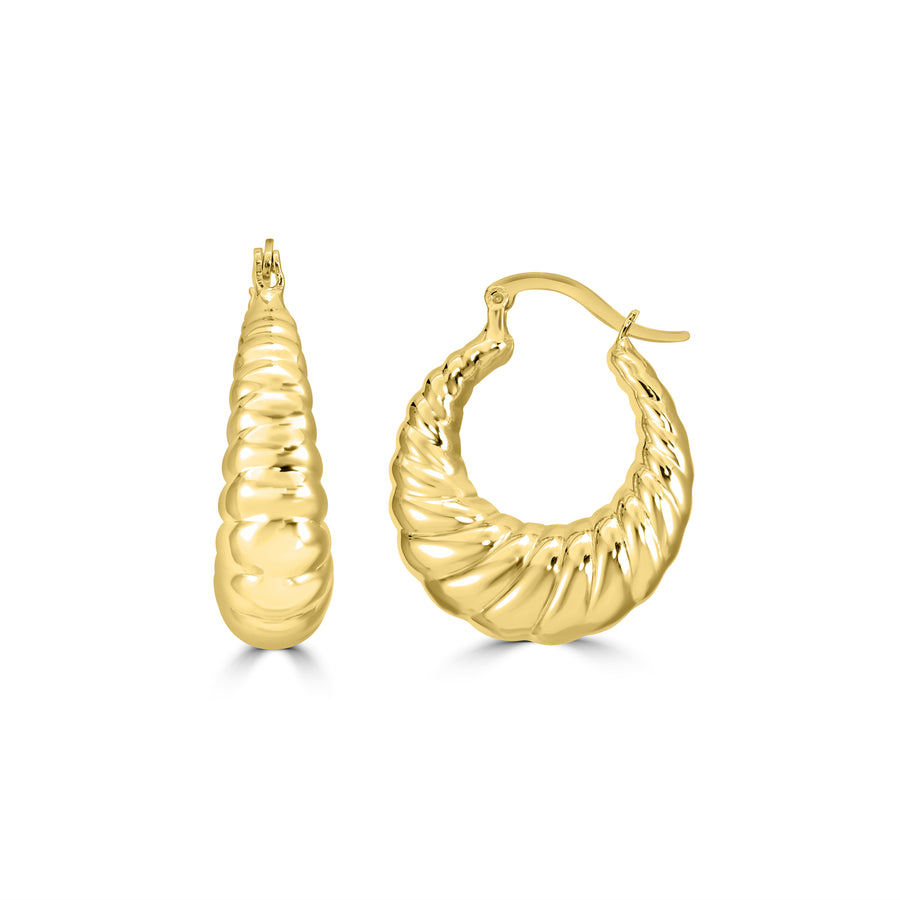 Yellow Gold Plated Croissant Hoop Earring in 925 Silver
