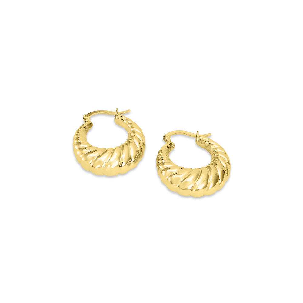 Yellow Gold Plated Croissant Hoop Earring in 925 Silver