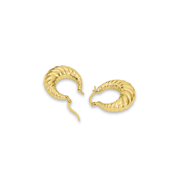 Yellow Gold Plated Croissant Hoop Earring in 925 Silver