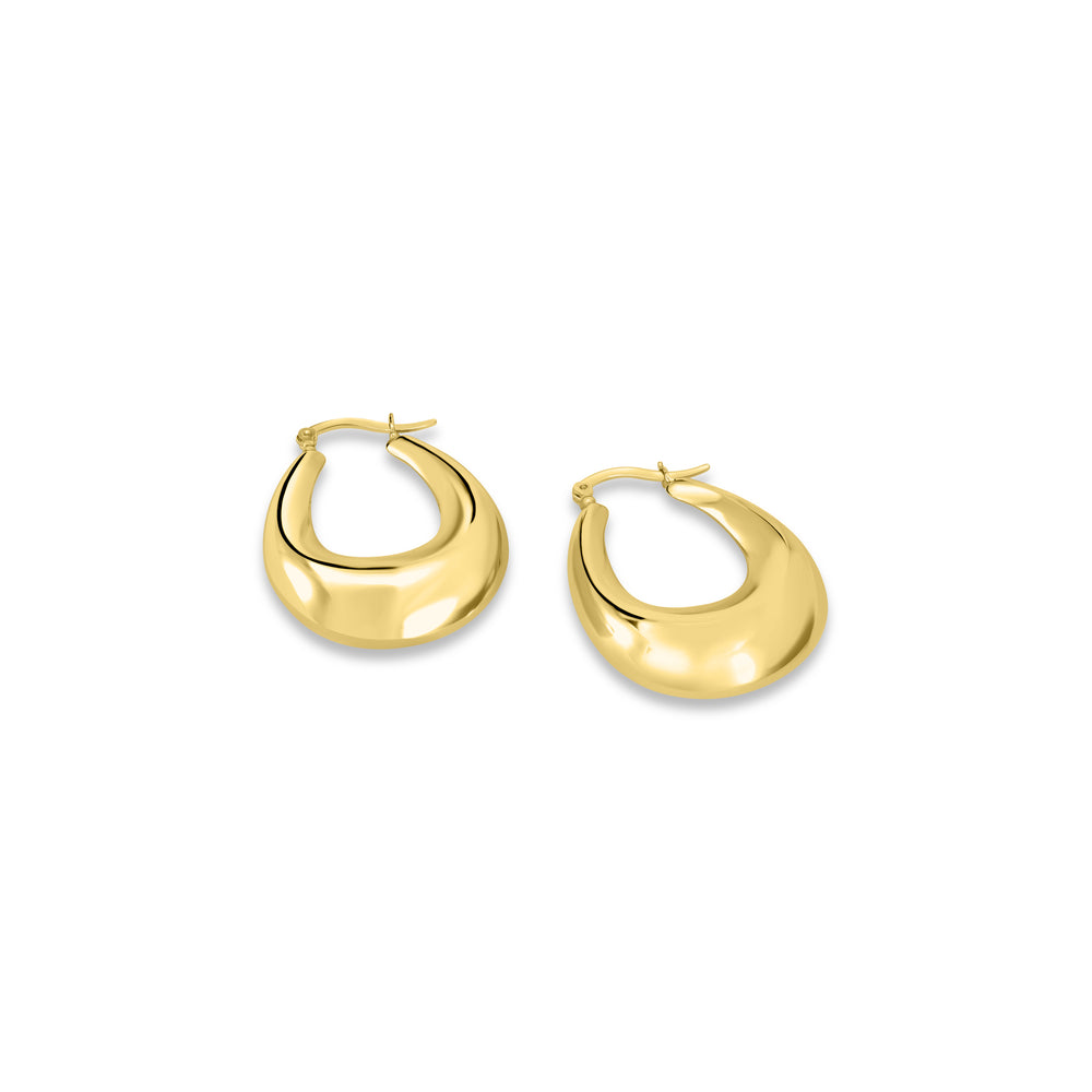 Yellow Gold Plated Oval Hoop Earring in 925 Sterling Silver