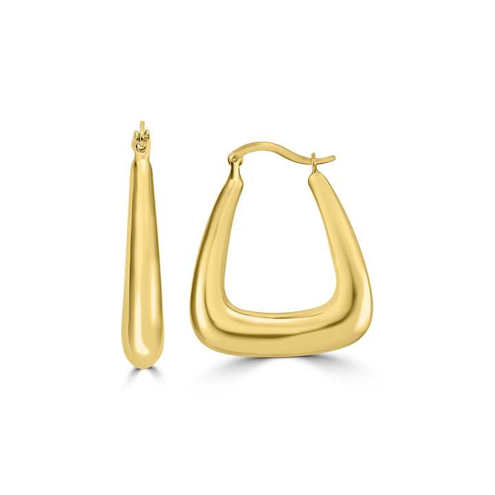 Yellow Gold Plated U-Shaped Hoop Earring in 925 Silver