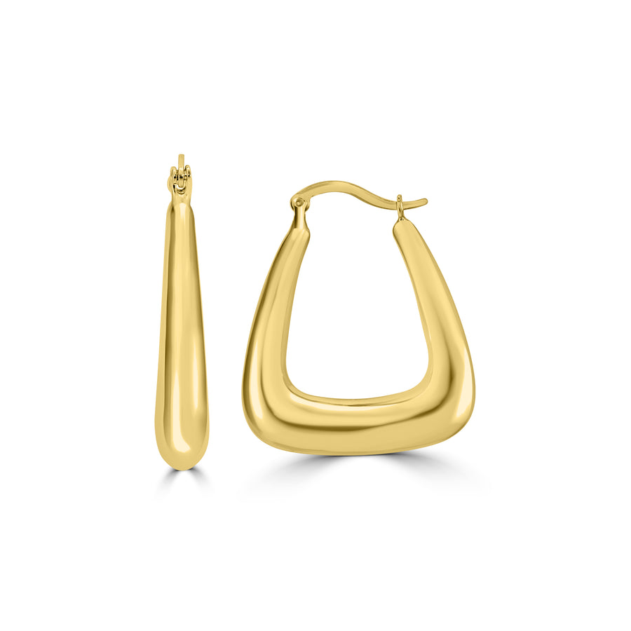 Yellow Gold Plated U-Shaped Hoop Earring in 925 Silver