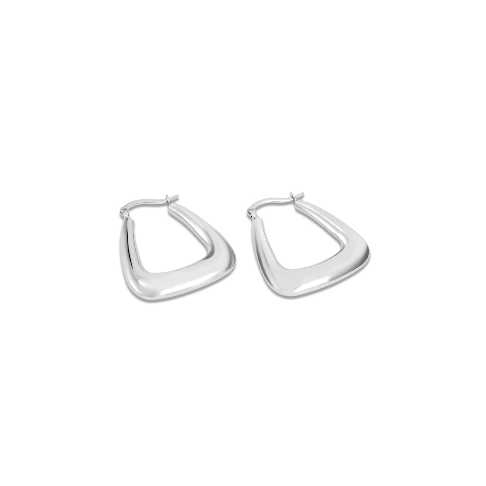 White Rhodium Plated U-Shaped Hoop Earring in 925 Silver