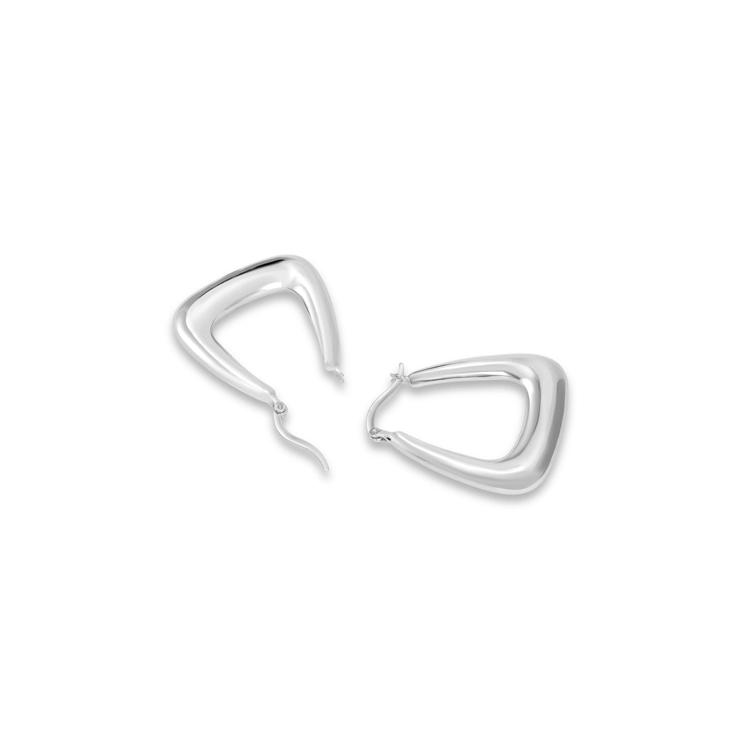 White Rhodium Plated U-Shaped Hoop Earring in 925 Silver