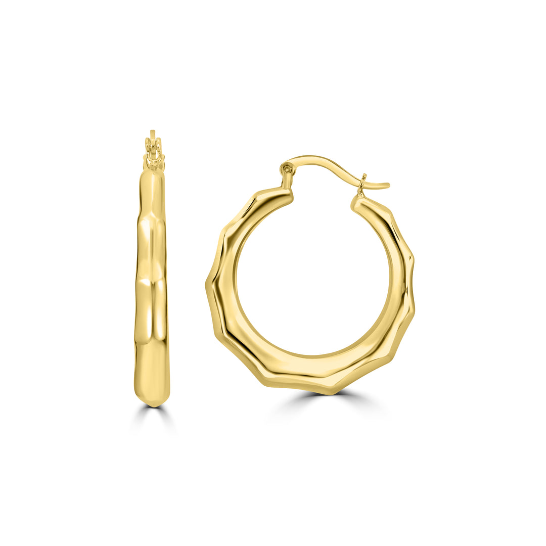 Yellow Gold Plated Circular Hoop Earring in 925 Silver