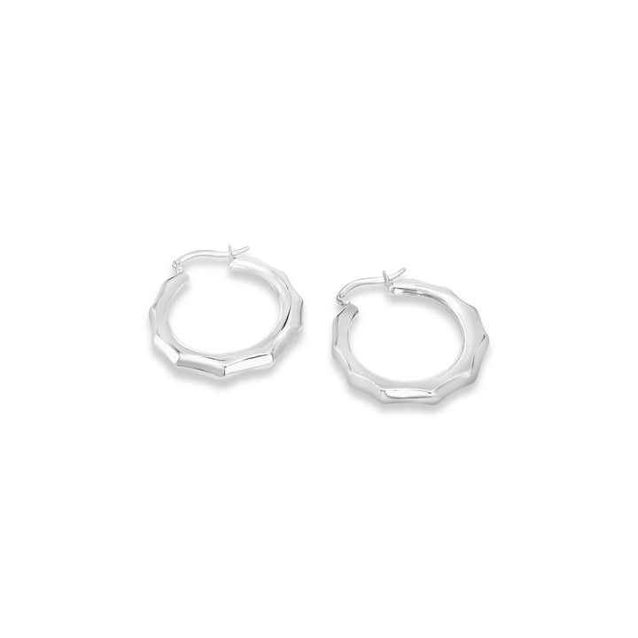 White Rhodium Plated Circular Hoop Earring in 925 Silver