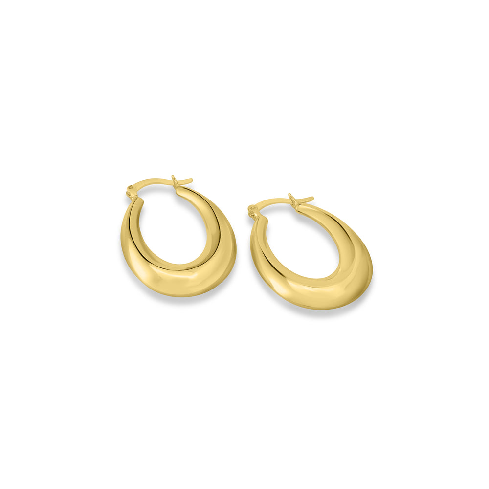 Yellow Gold Plated Thick Chunky Hoop Earring in 925 Silver
