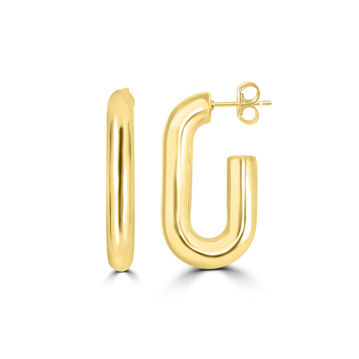 Yellow Gold Plated J-Hoop Earring in 925 Sterling Silver