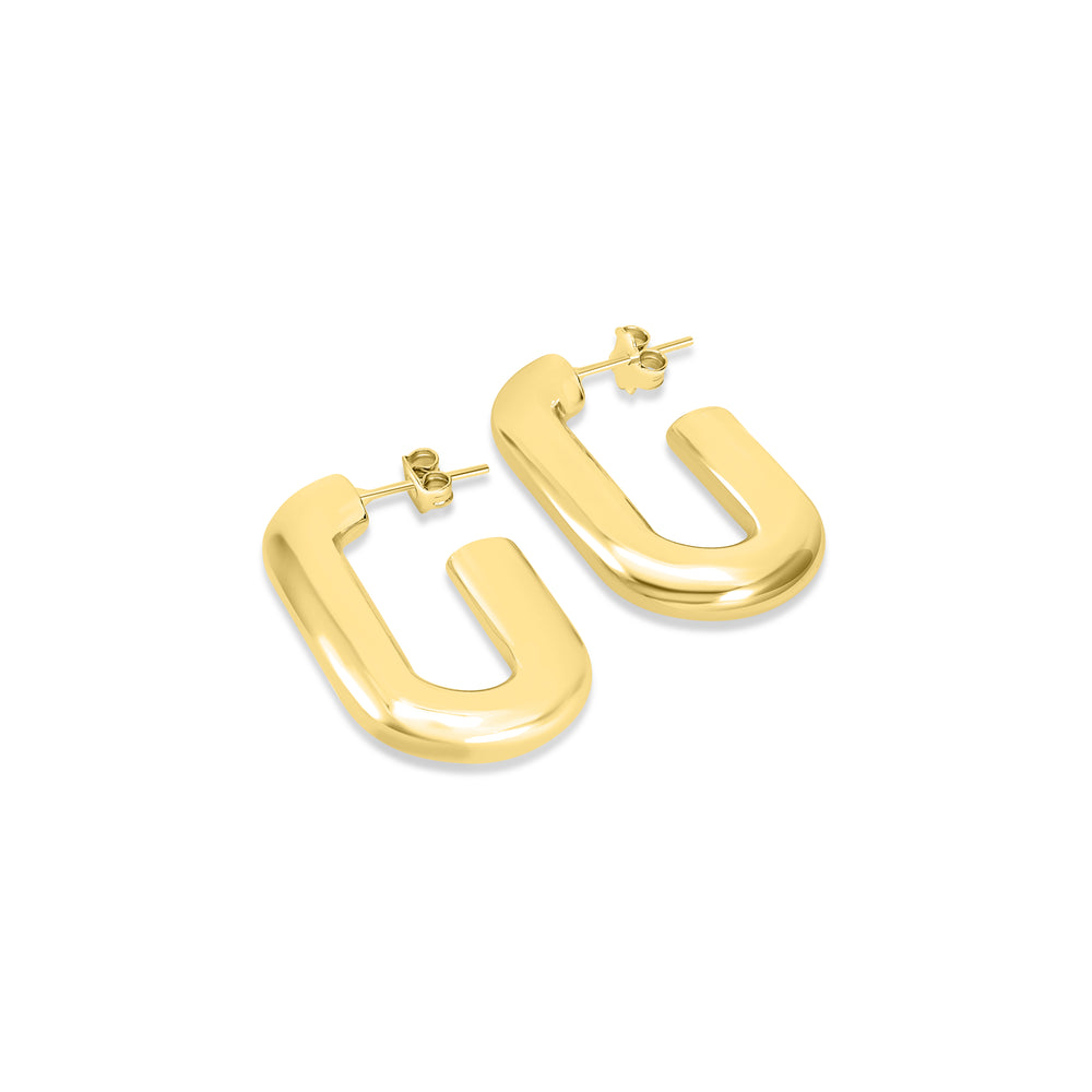 Yellow Gold Plated J-Hoop Earring in 925 Sterling Silver