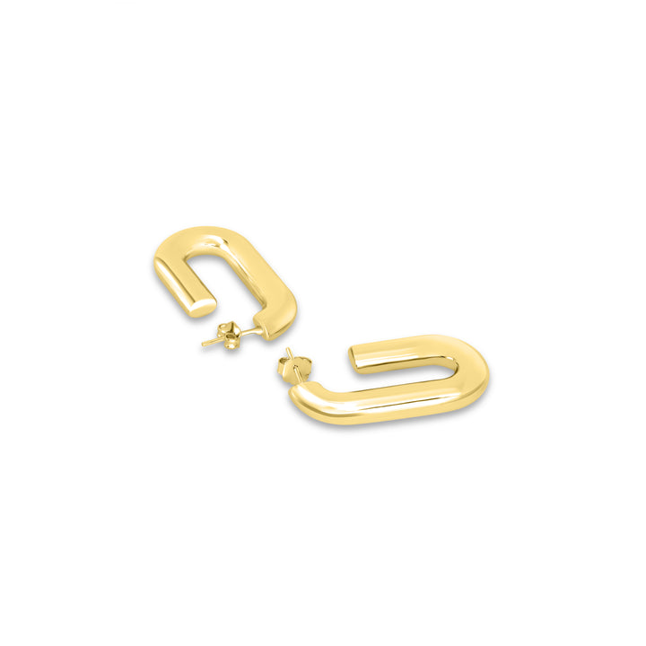 Yellow Gold Plated J-Hoop Earring in 925 Sterling Silver