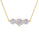 4 DEW White Moissanite 3 Stone Necklace in Yellow Gold Plated 925 Silver